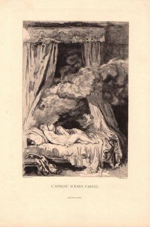 Art work by Adolphe Potémont Martial  L'anneau d'hans carvel  - print paper 